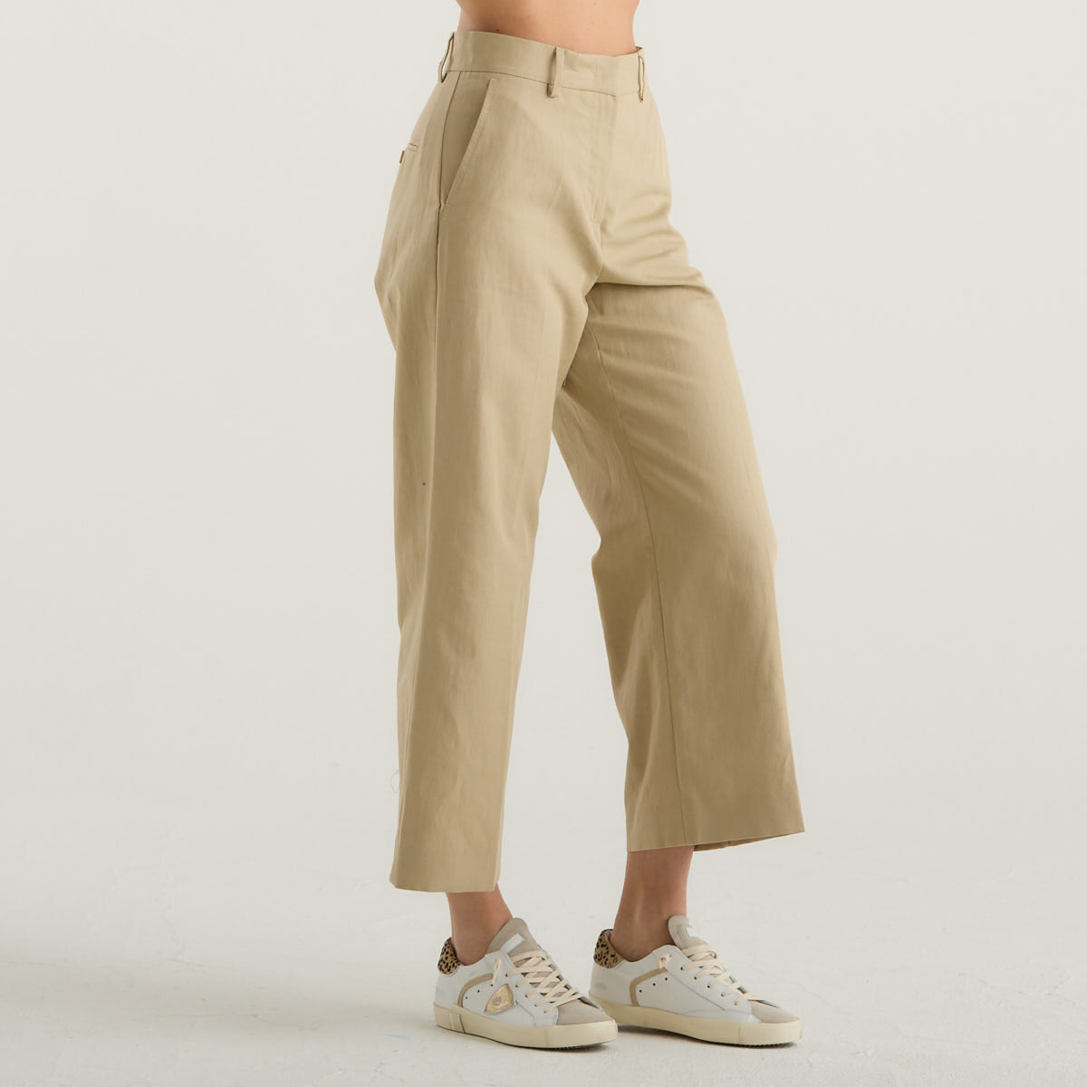 MaxMara pantalone canvas e lino beige