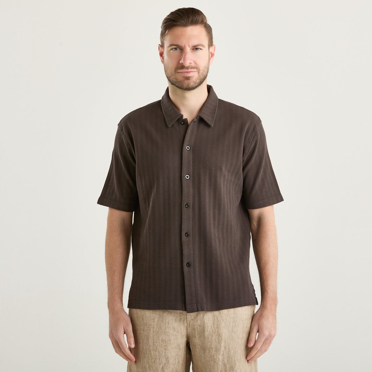 Wool & Co camicia in tessuto marrone