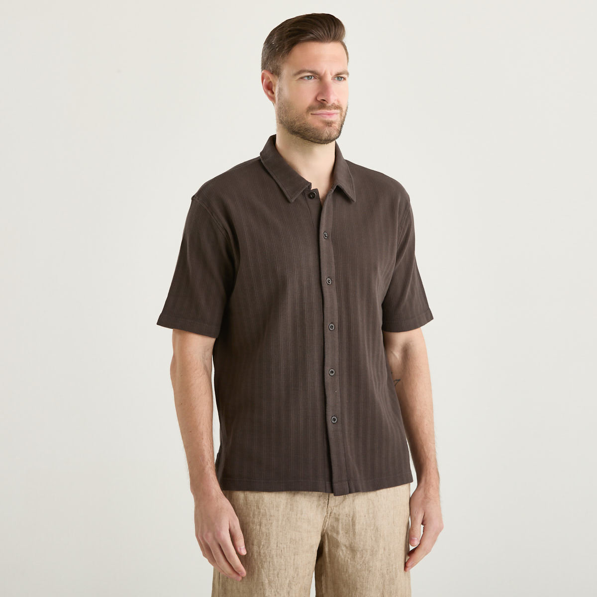 Wool & Co camicia in tessuto marrone
