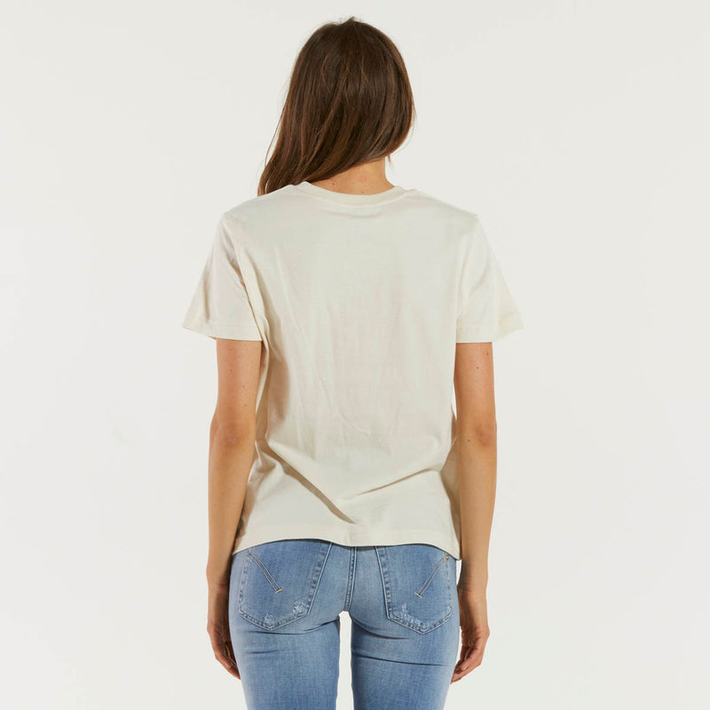 New Balance t-shirt donna logo tessuto beige