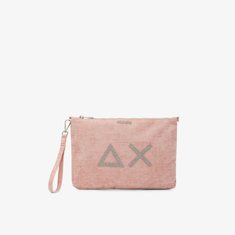 Sun68 pochette in velluto con logo rosa