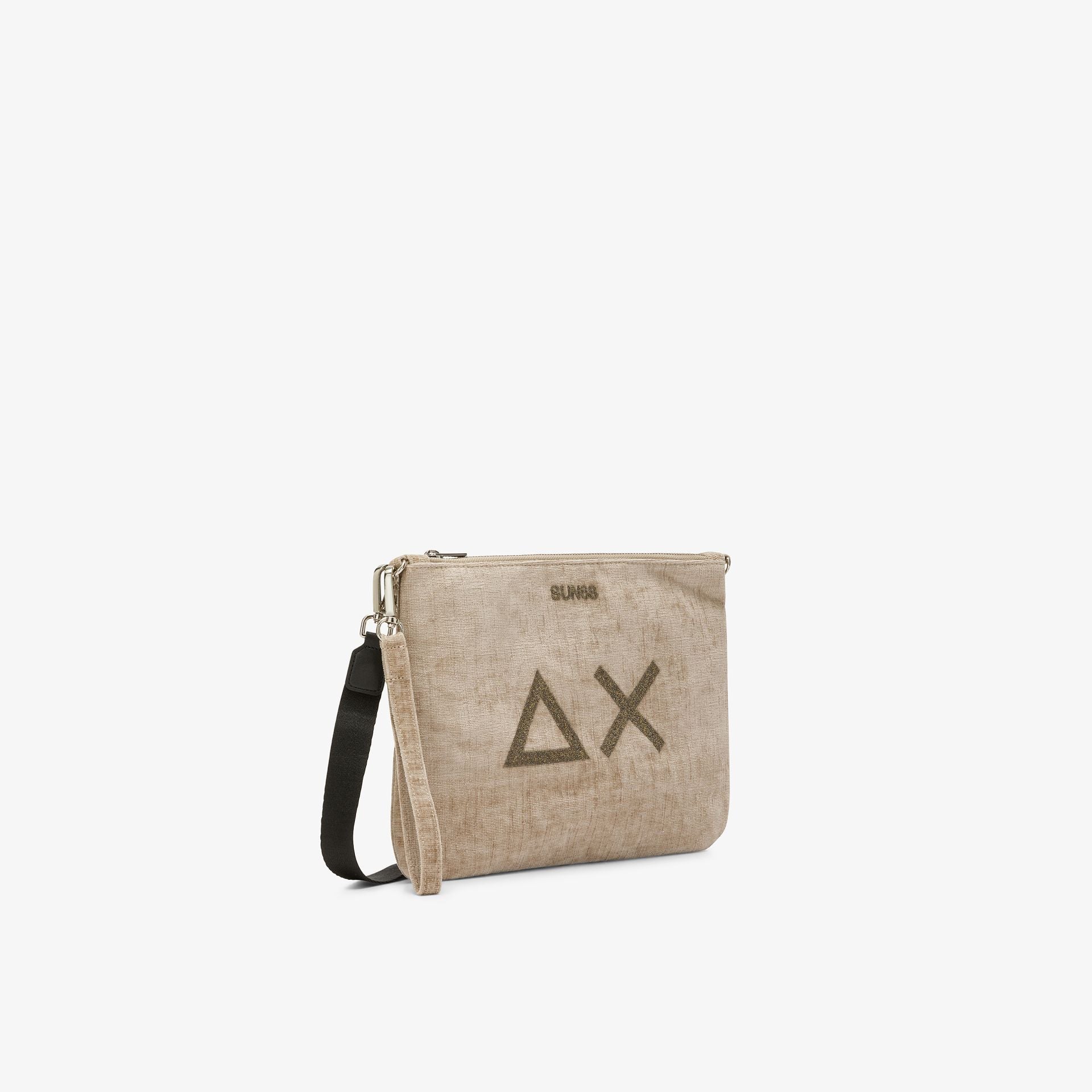 Sun68 Pochette in velluto con logo beige