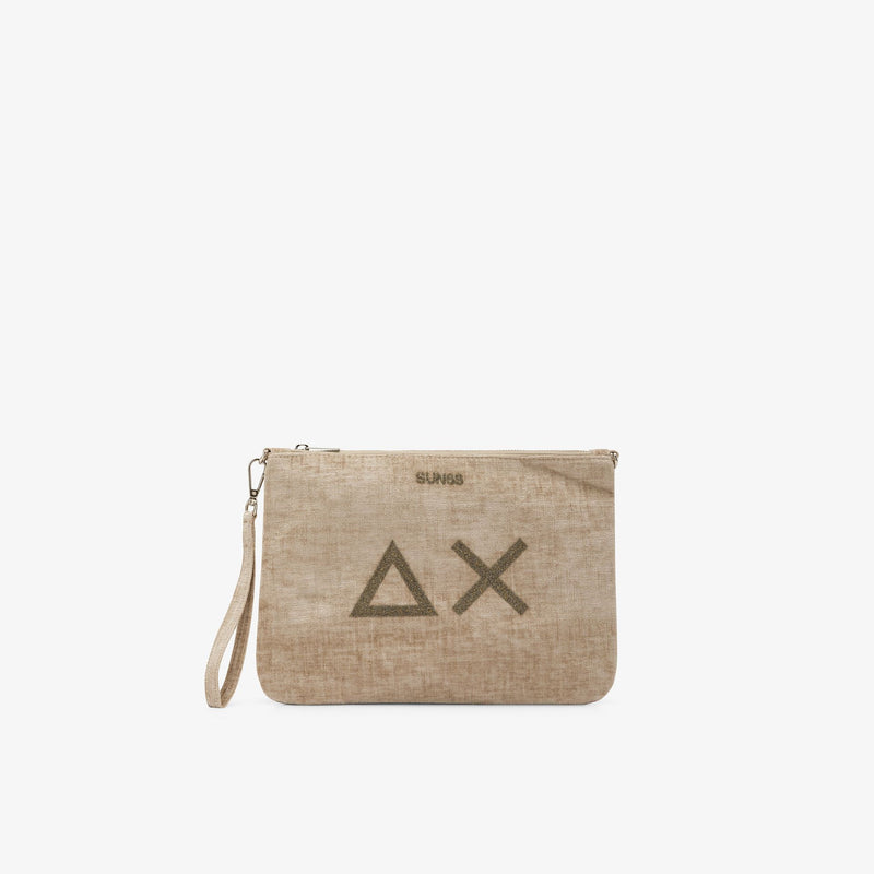 Sun68 Pochette in velluto con logo beige