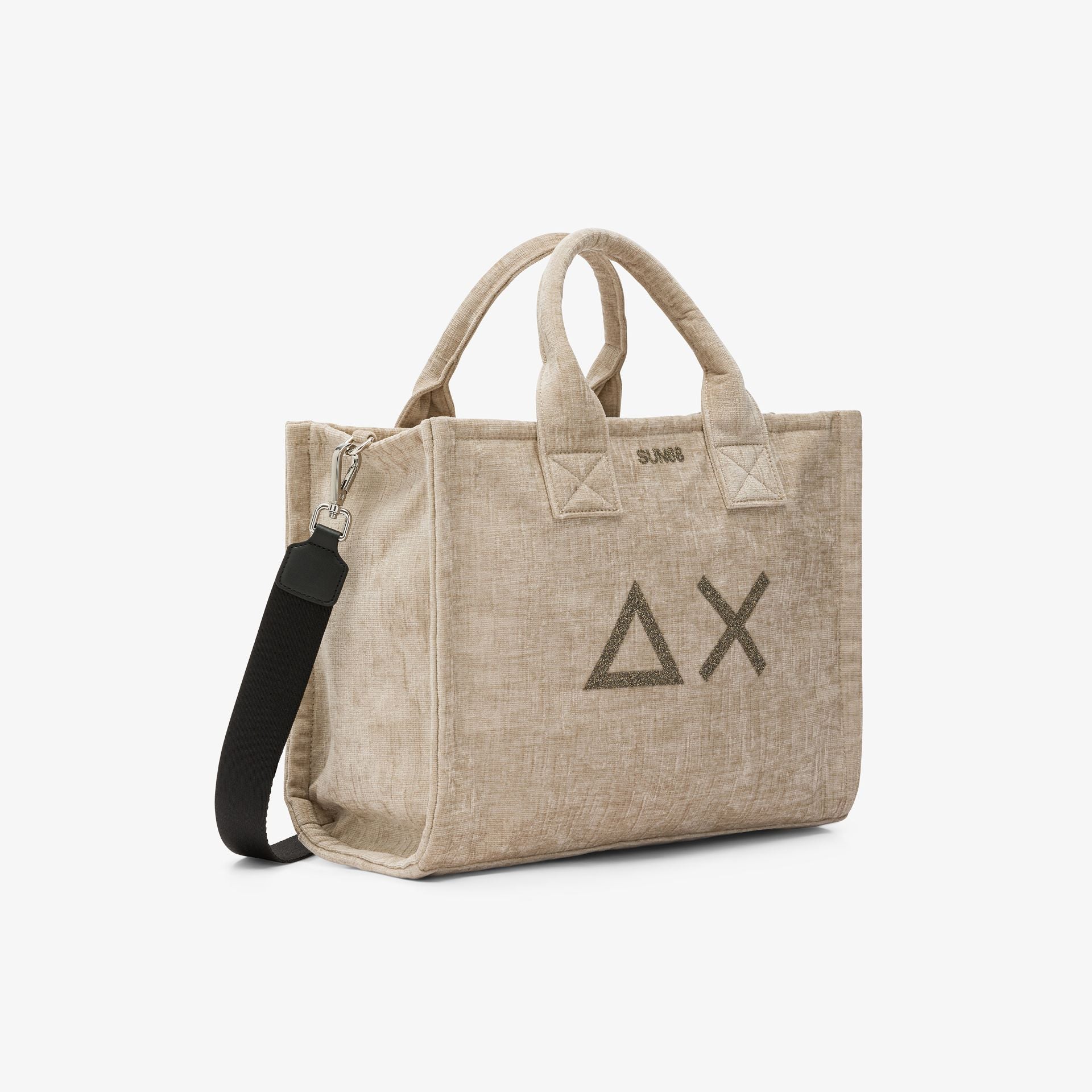 Sun68 Shopping bag midi Cali in velluto beige