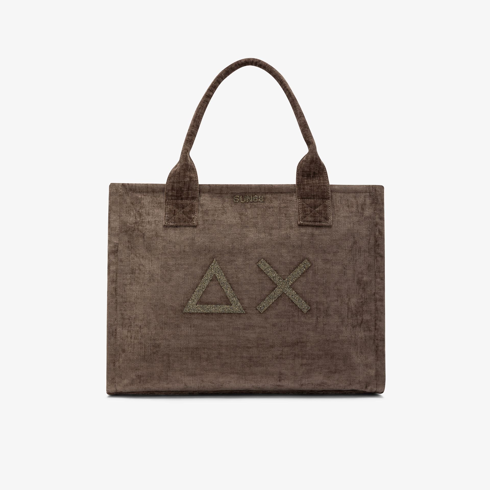 Sun68 Shopping bag large Cali in velluto fango
