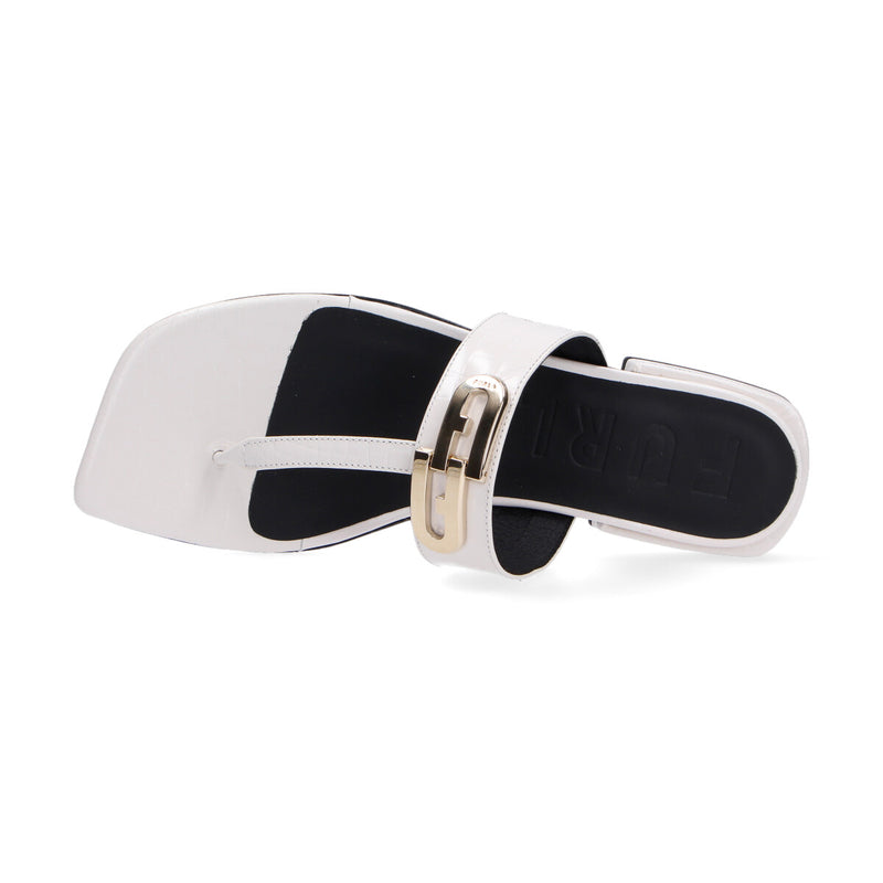 Furla infradito in pelle stampata cocco bianco