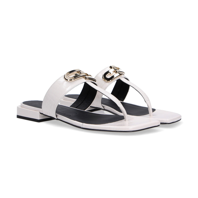 Furla infradito in pelle stampata cocco bianco