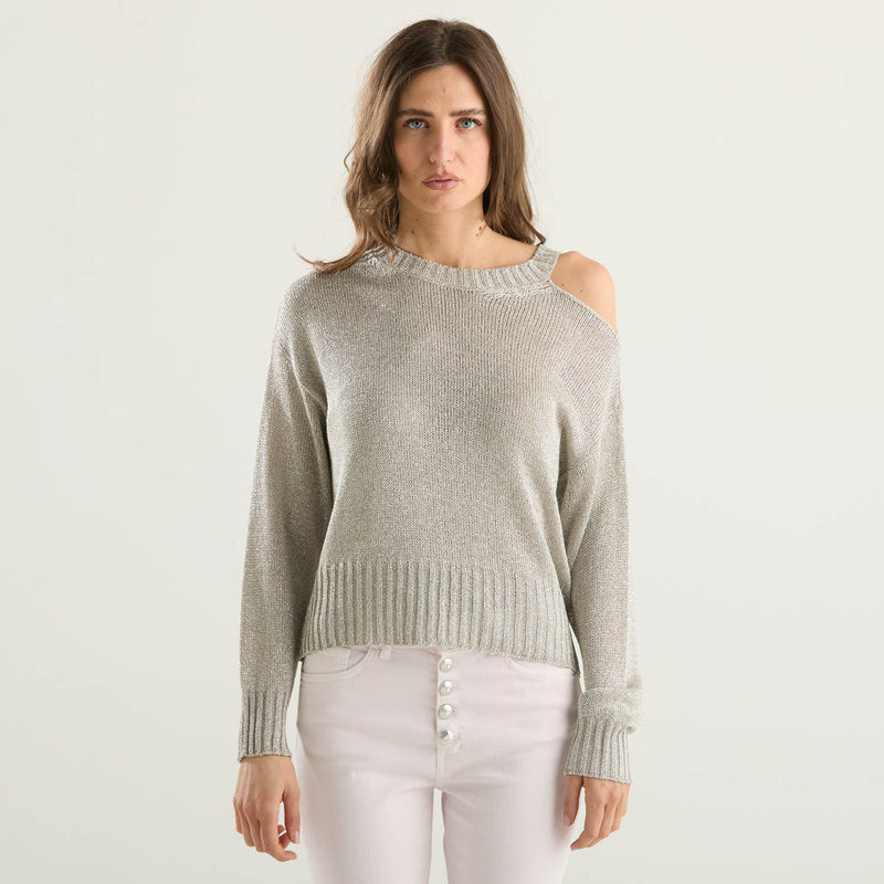 Souvenir maglioncino girocollo in tessuto argento