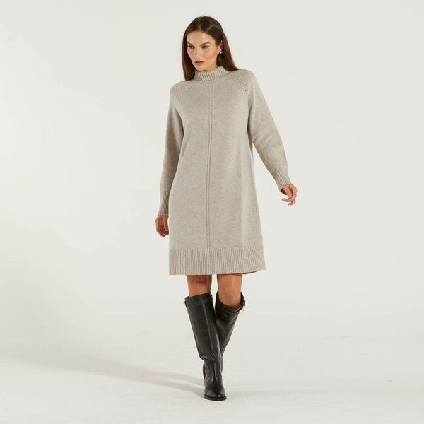 MaxMara abito in filato di lana e cachemire beige