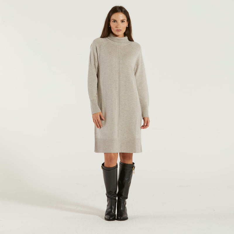 MaxMara abito in filato di lana e cachemire beige