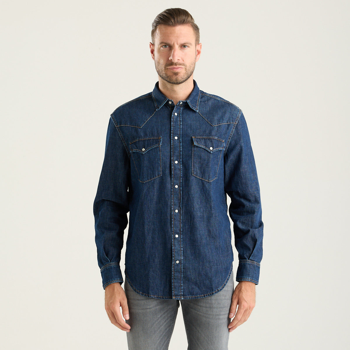 Dondup camicia in denim jeans scuro