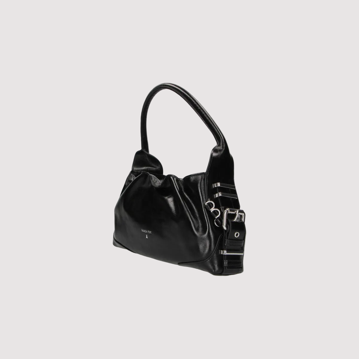 Patrizia Pepe borsa a spalla con fibbie in pelle nera