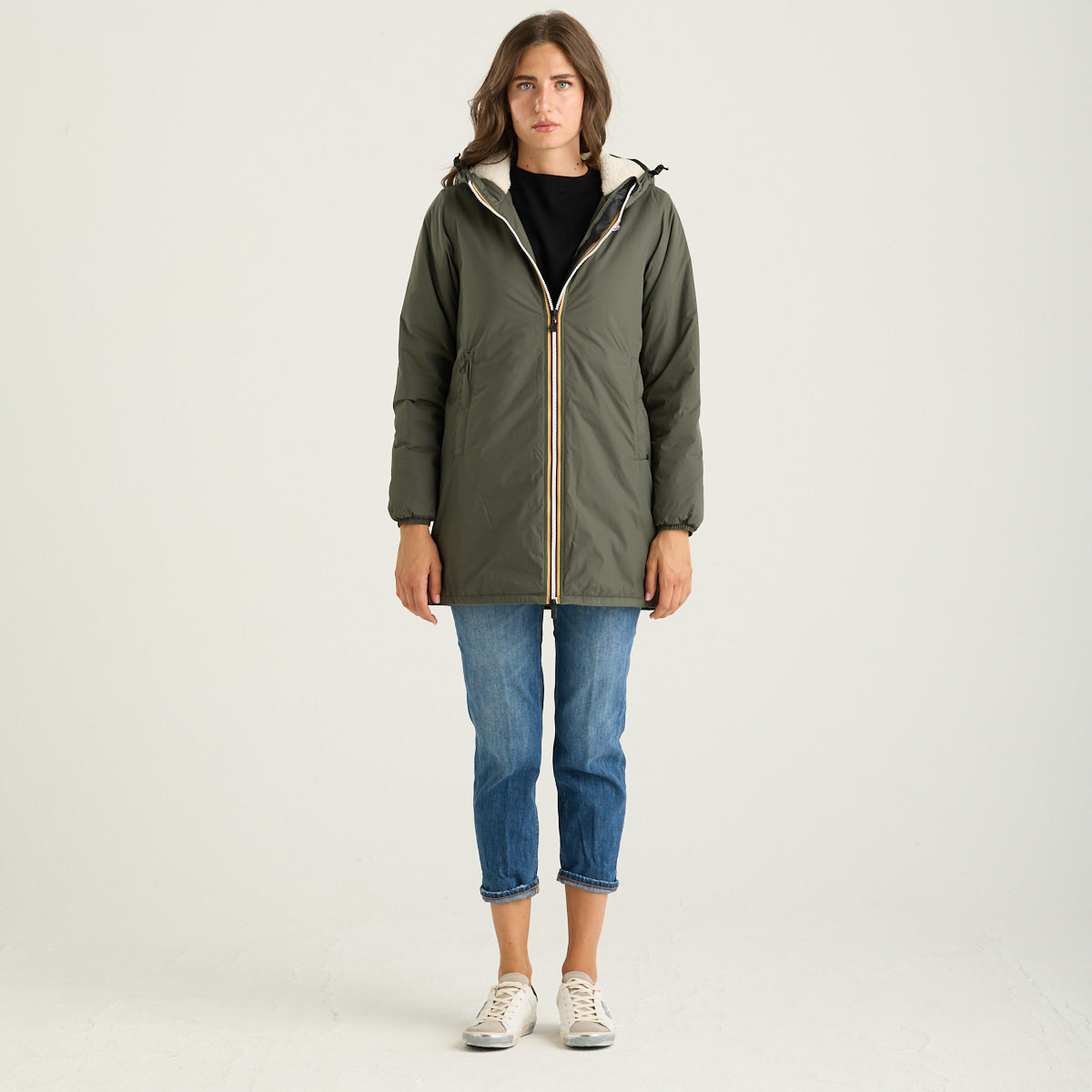 K-Way giubbino jacinthe orsetto con cappuccio verde
