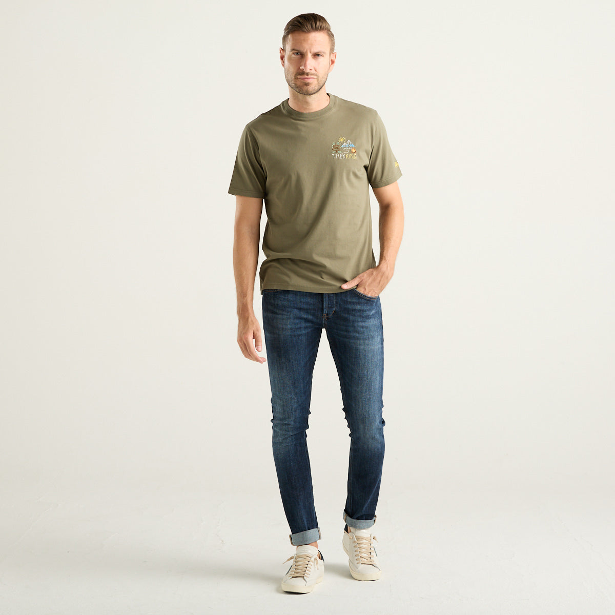 Mc2 Saint Barth t-shirt con ricamo "Trekking" in cotone verde militare