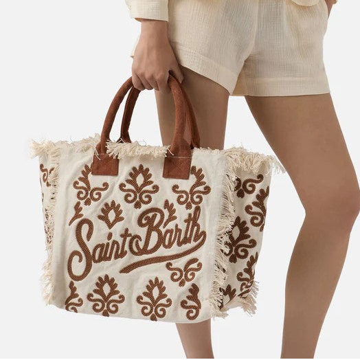 Mc2 Saint Barth borsa vanity sb lily avorio e marrone