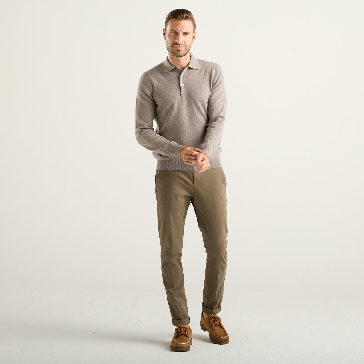 Gran Sasso polo in lana merinos extra fine tortora
