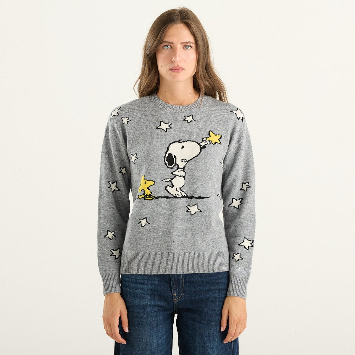 MC2 Saint Barth maglia donna Tessa grigia con Snoopy e stelle