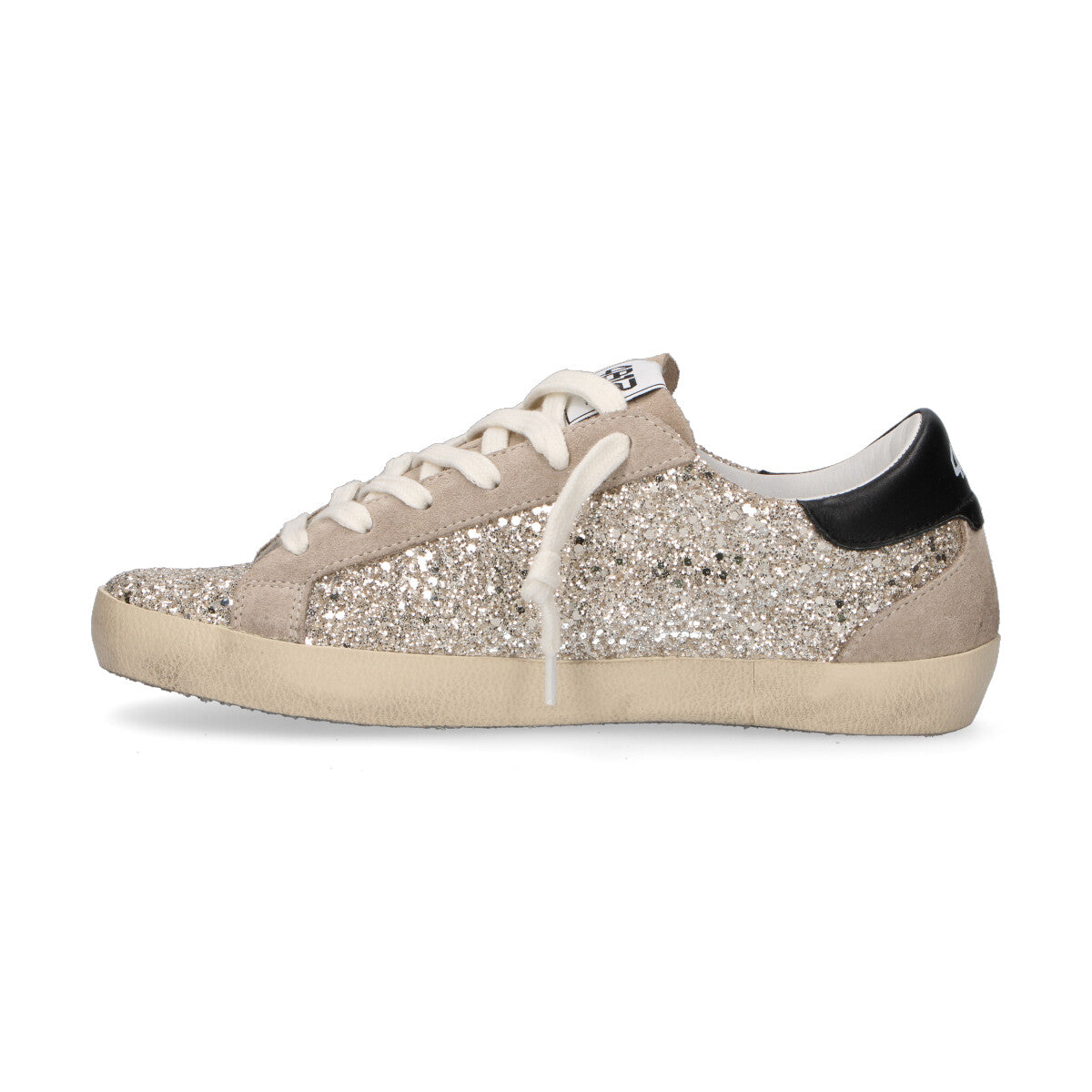 4B12 sneaker Suprime con glitter platino