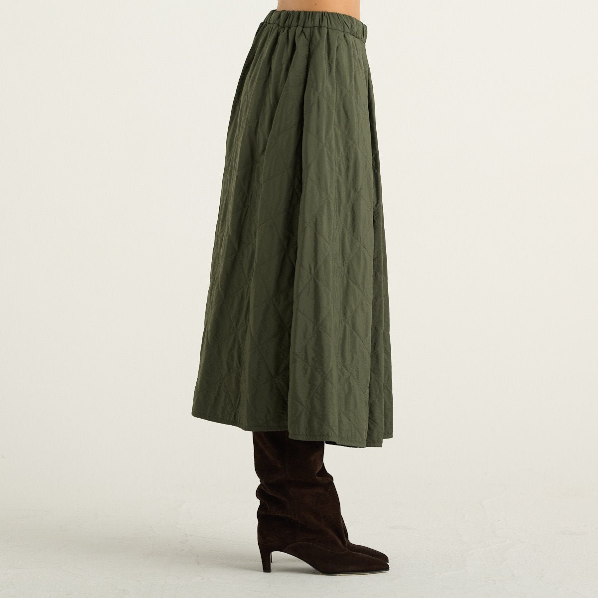 Weekend Max Mara gonna donna Briose midi trapuntata verde kaki