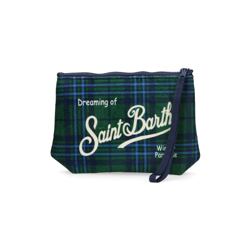 Mc2 Saint Barth pochette Aline Tartan Strand blu e verde