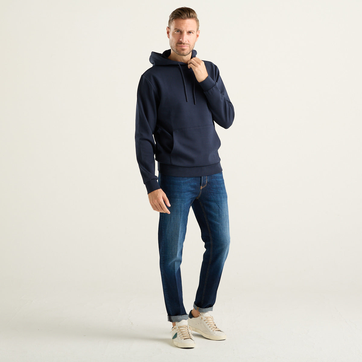 Woolrich felpa con cappuccio in misto cotone interlock blu