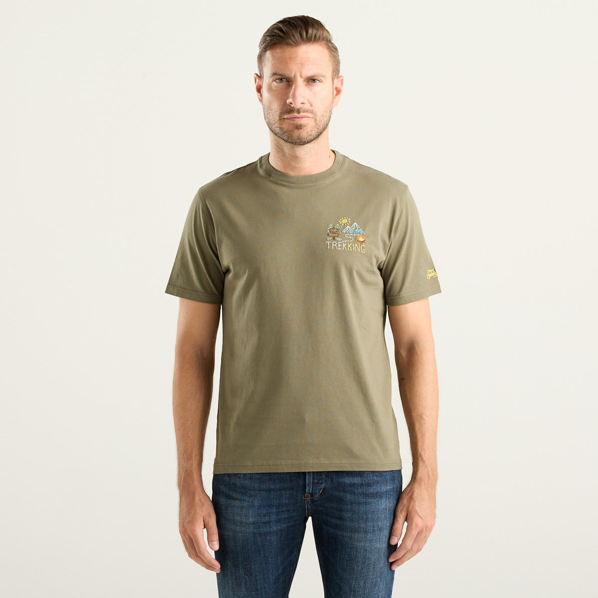 Mc2 Saint Barth t-shirt con ricamo "Trekking" in cotone verde militare