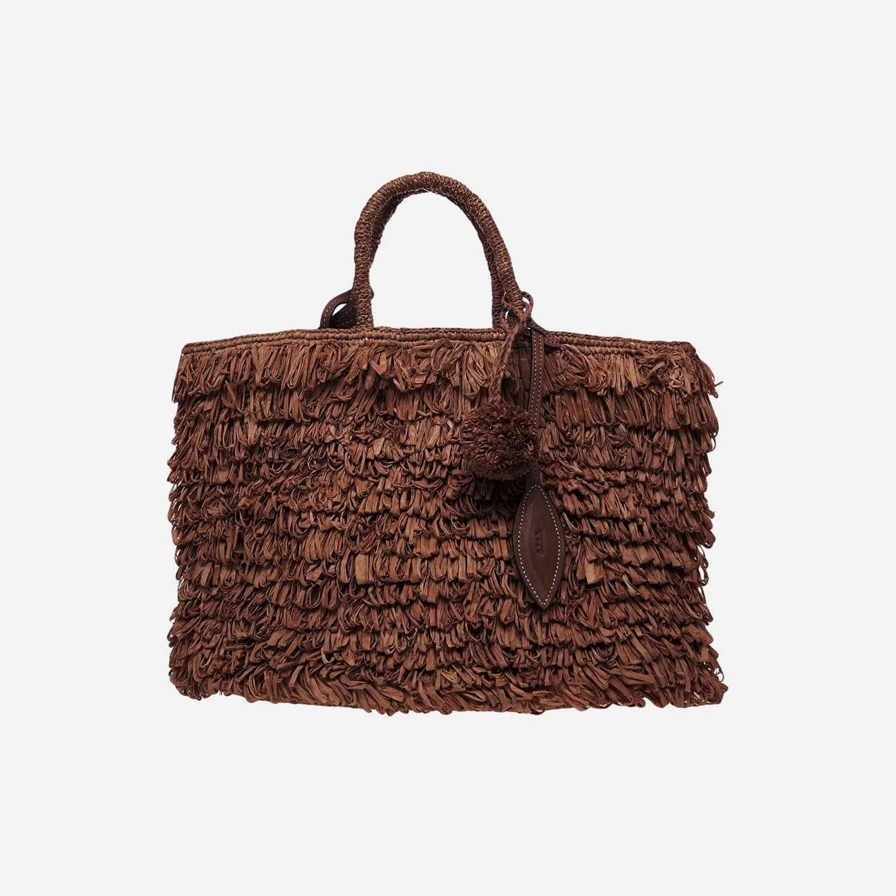 Afar borsa Keisha Rhum in raffia marrone