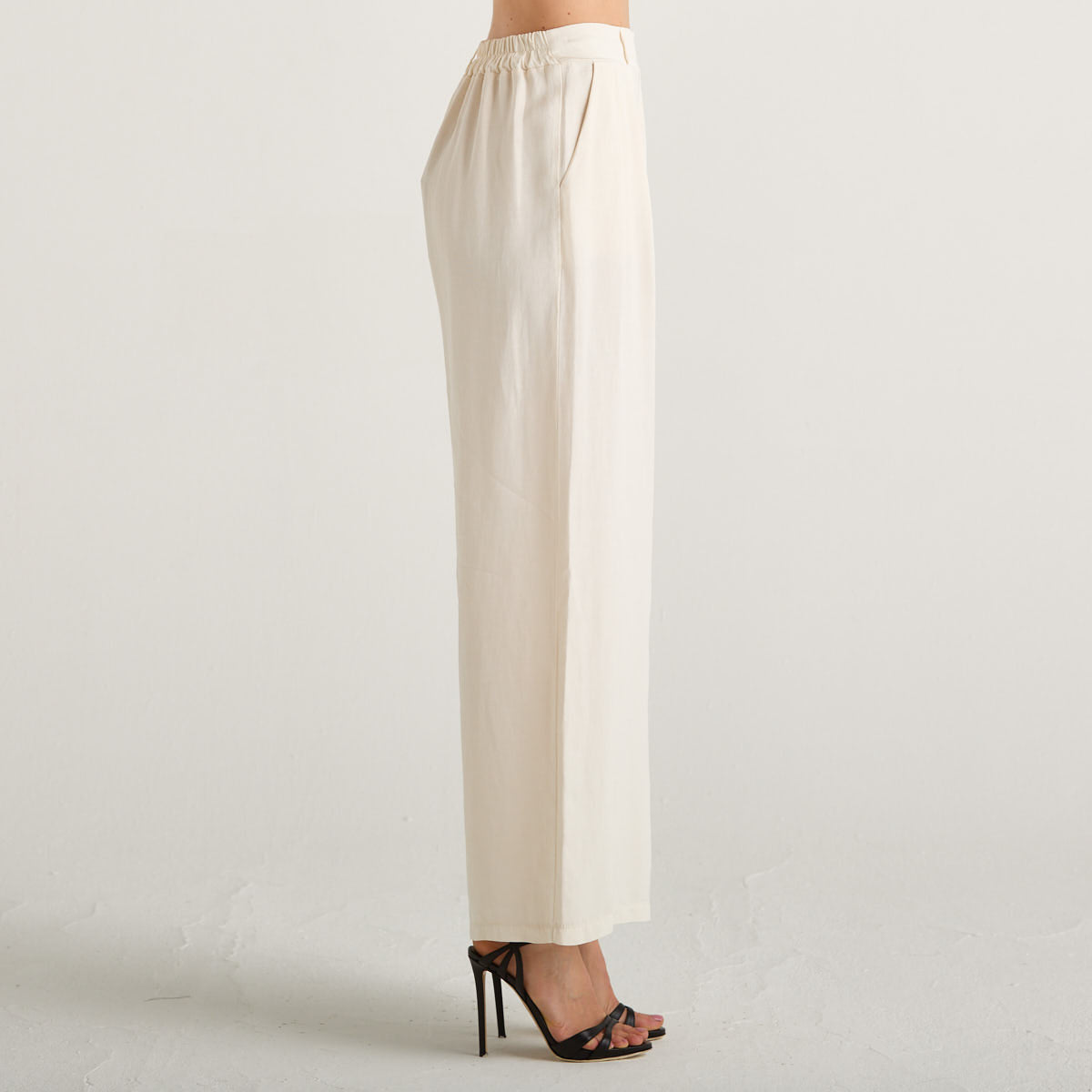 Relish pantalone a palazzo leggero tessuto avorio
