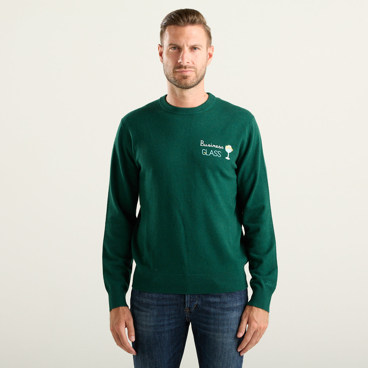 MC2 Saint Barth Heron Light Maglione Uomo Verde Business Glass