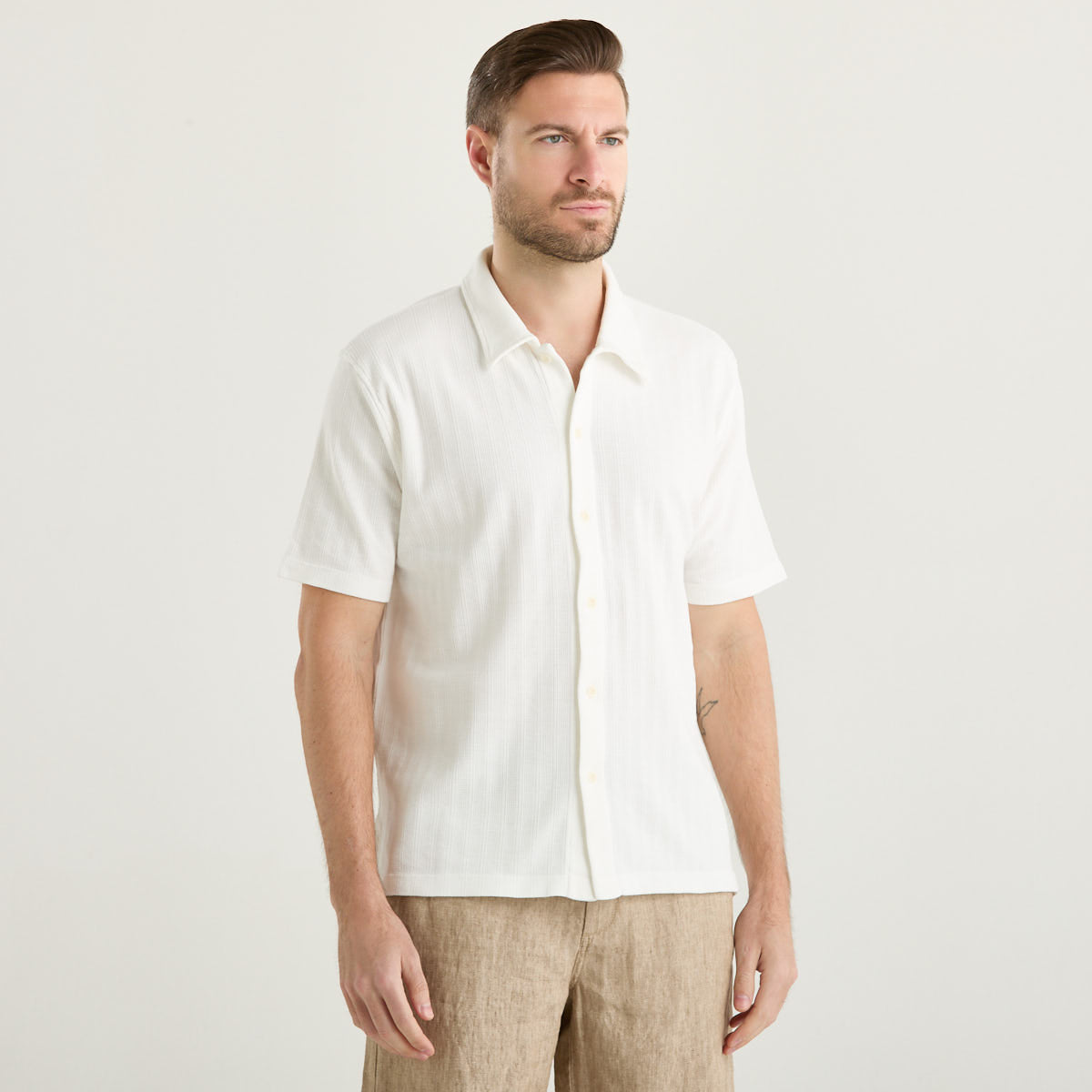 Wool & Co camicia in tessuto panna
