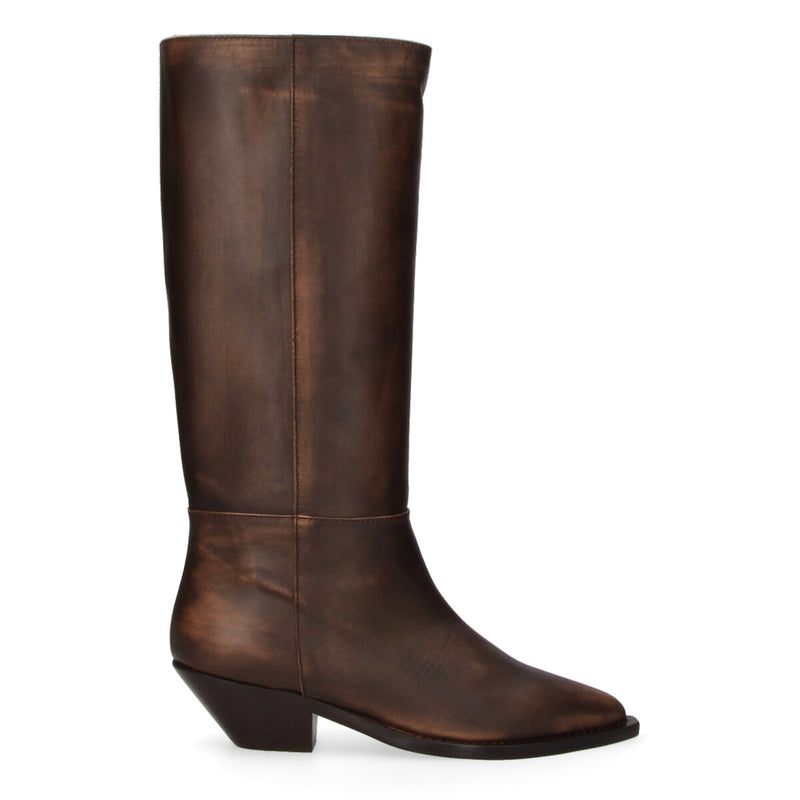 Via Roma 15 stivale texano Smoke Tan in pelle marrone