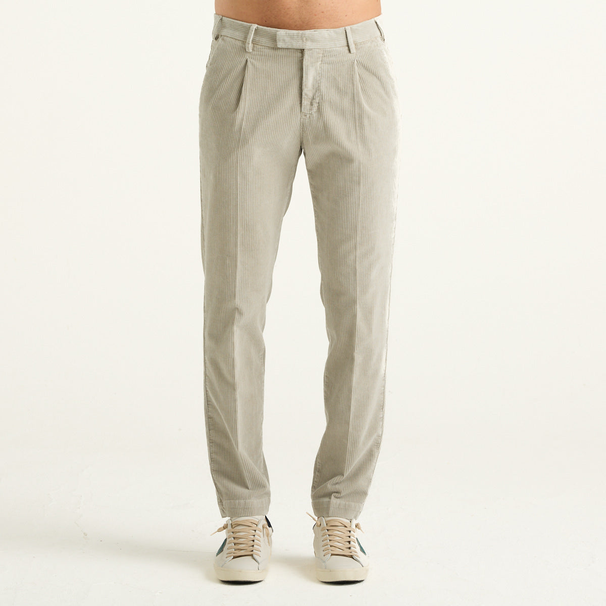 PT01 Pantalone Uomo in Velluto a Coste Beige Chiaro