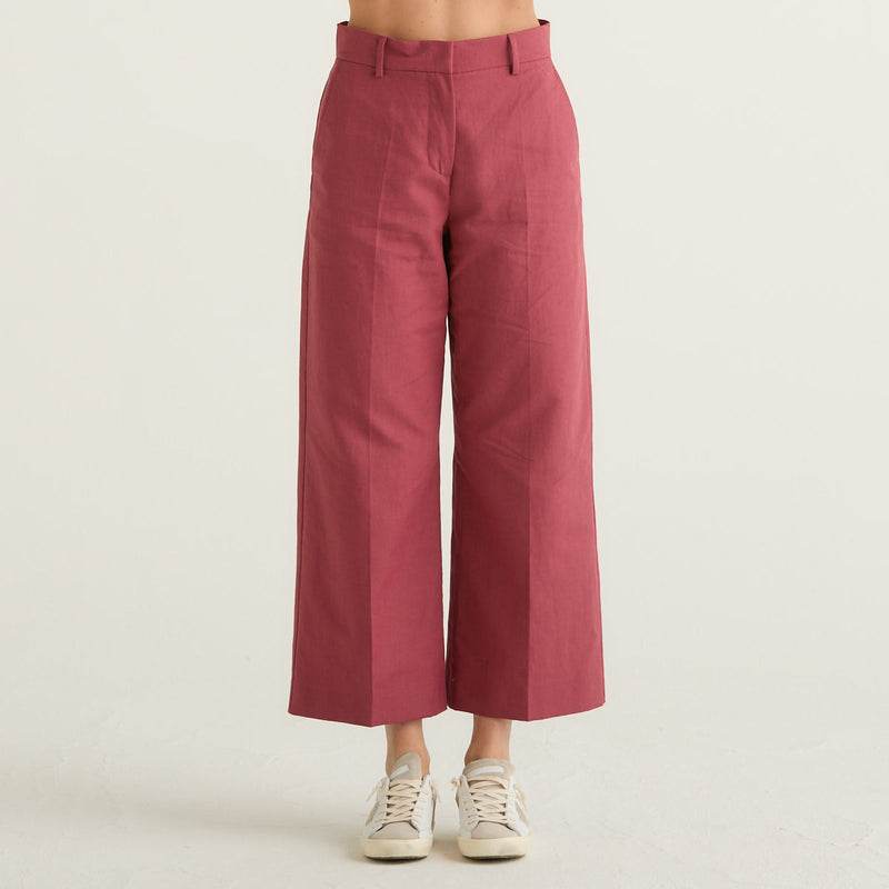 Weekend MaxMara pantalone cotone e lino ciliegia