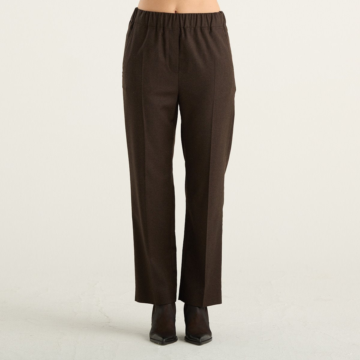 Weekend Max Mara pantaloni donna Hateley in flanella di lana marrone