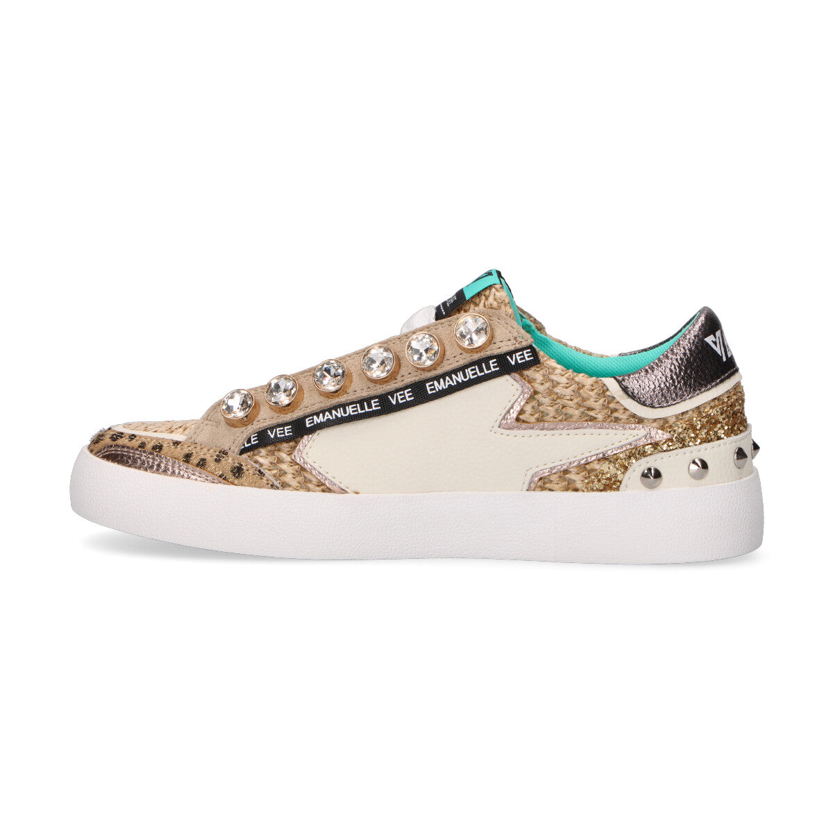Emanuelle Vee sneakers bassa in tessuto intrecciato beige