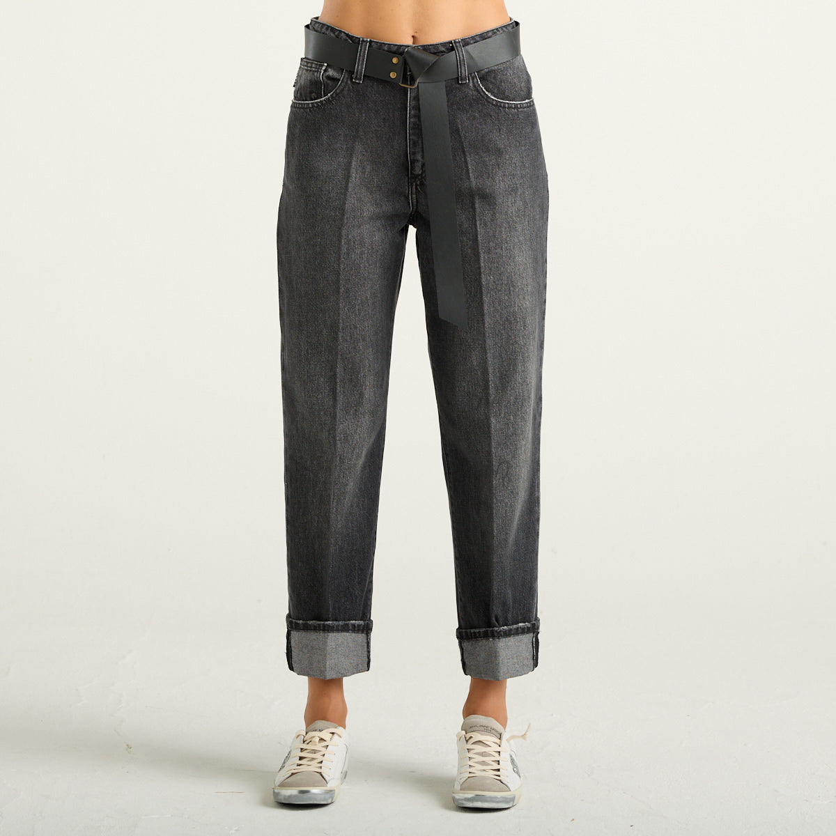 Haveone Mandy Jeans Wide Leg Donna Nero con Cintura