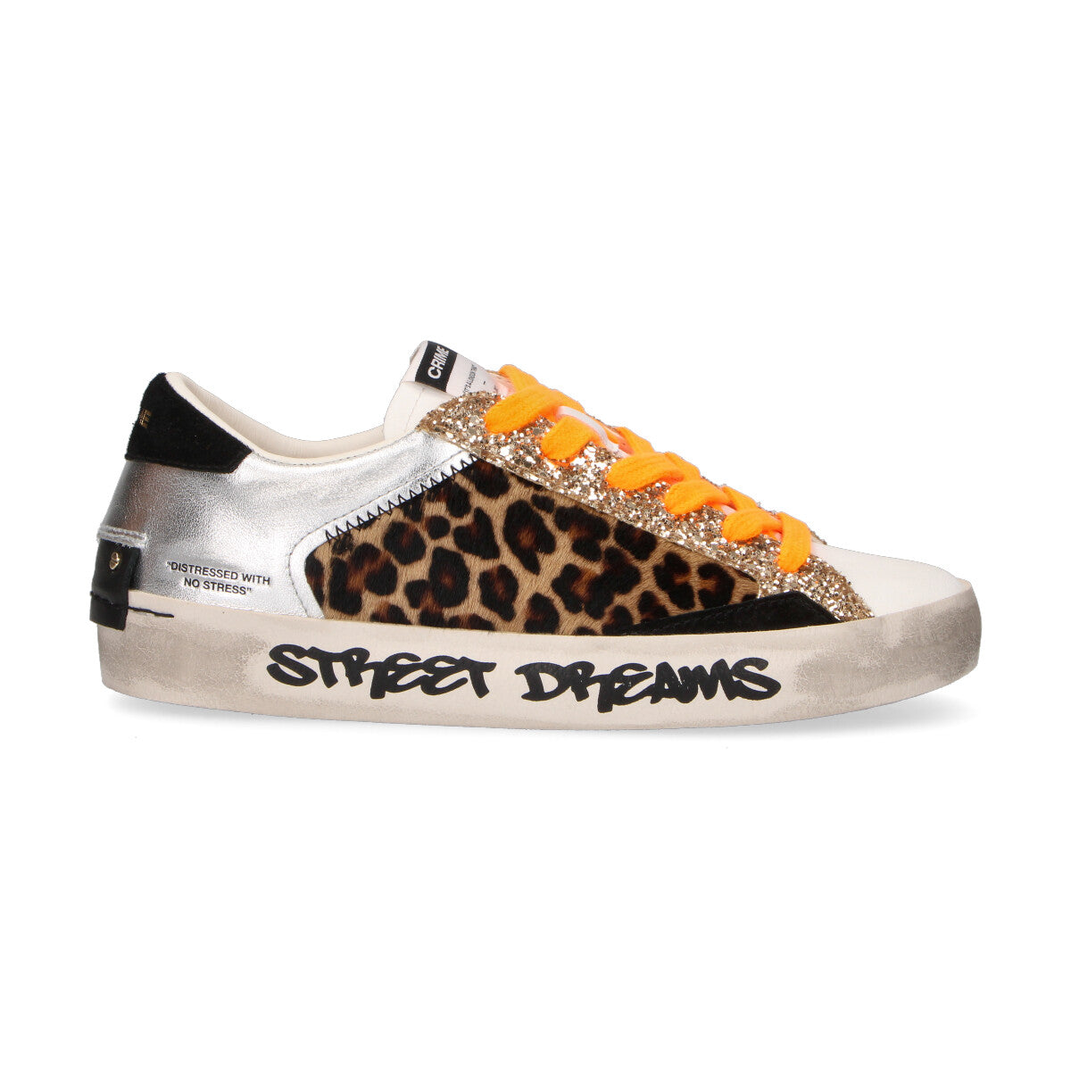 Crime London sneaker Distressed Cheetah Silver