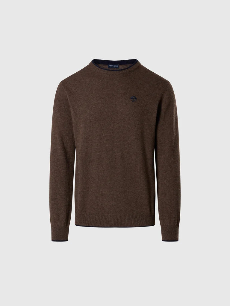 North Sails maglione girocollo in misto cashmere marrone