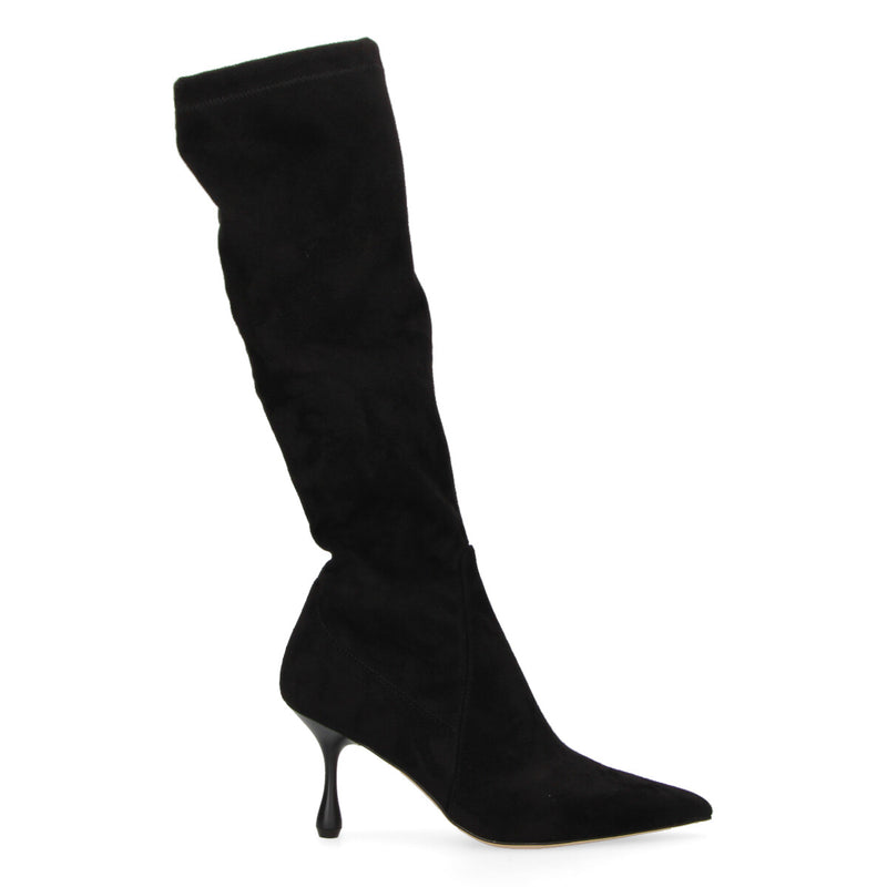 Anna F. stivale stretch in camoscio nero