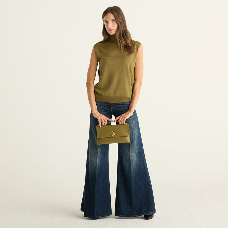 Patrizia Pepe maglia donna verde Lizard Green in pura lana senza maniche