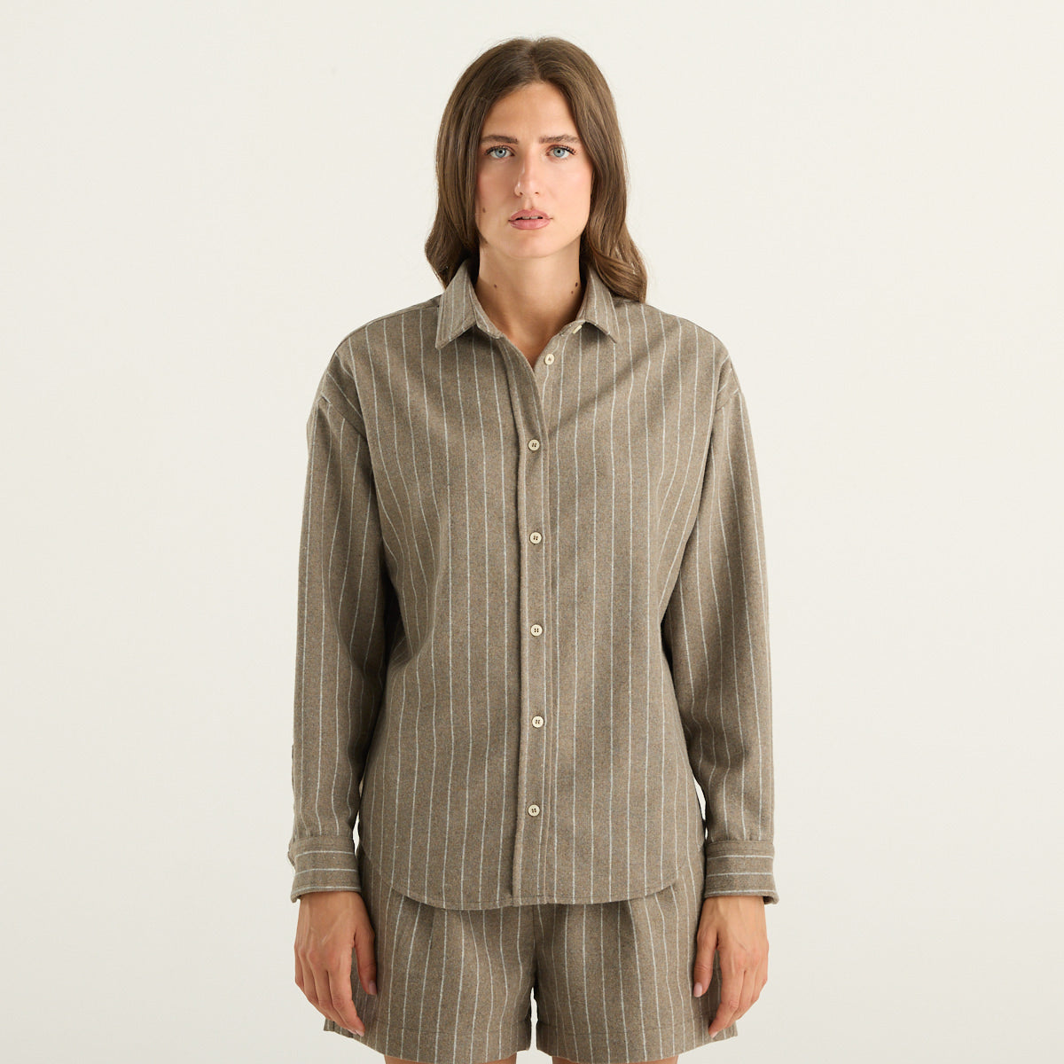 MC2 Saint Barth – Camicia Gigy in flanella beige gessata