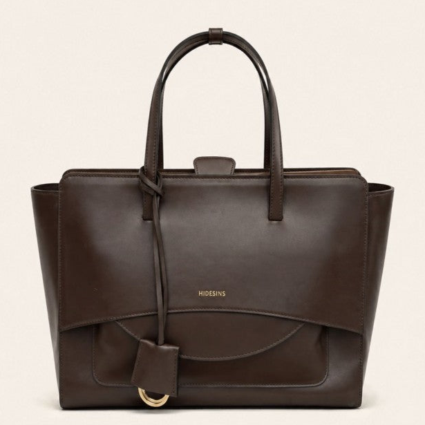Hidesins borsa a mano Flap L in pelle testa di moro
