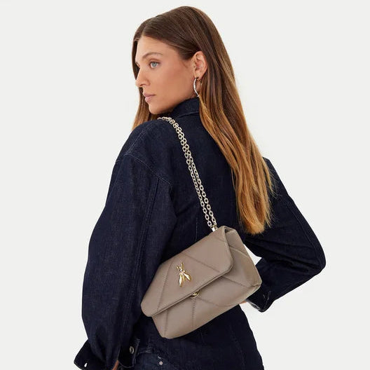 Patrizia Pepe mini bag tracolla fly padded tortora