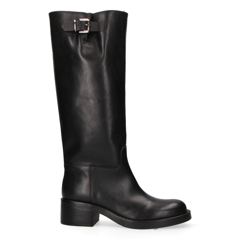 Niche stivale Boston con fibbia in pelle nera
