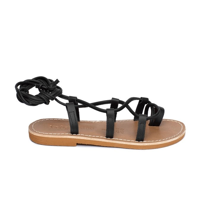 LeSalentine sandalo alla schiava Athena in pelle nera