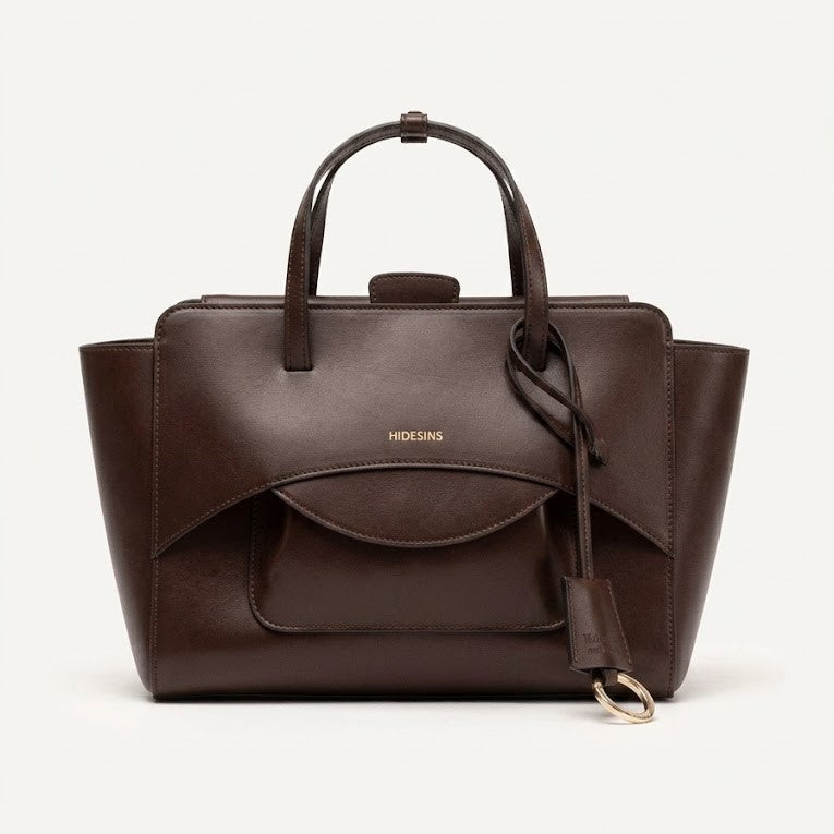 Hidesins borsa a mano Flap M in pelle testa di moro
