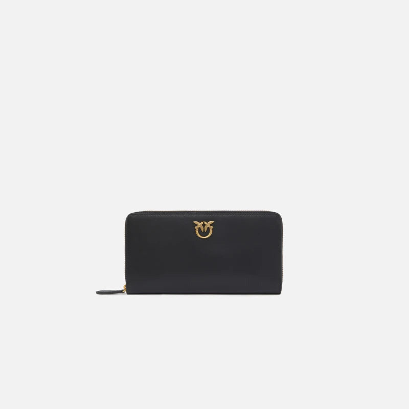 Pinko portafoglio zip-around in pelle nera