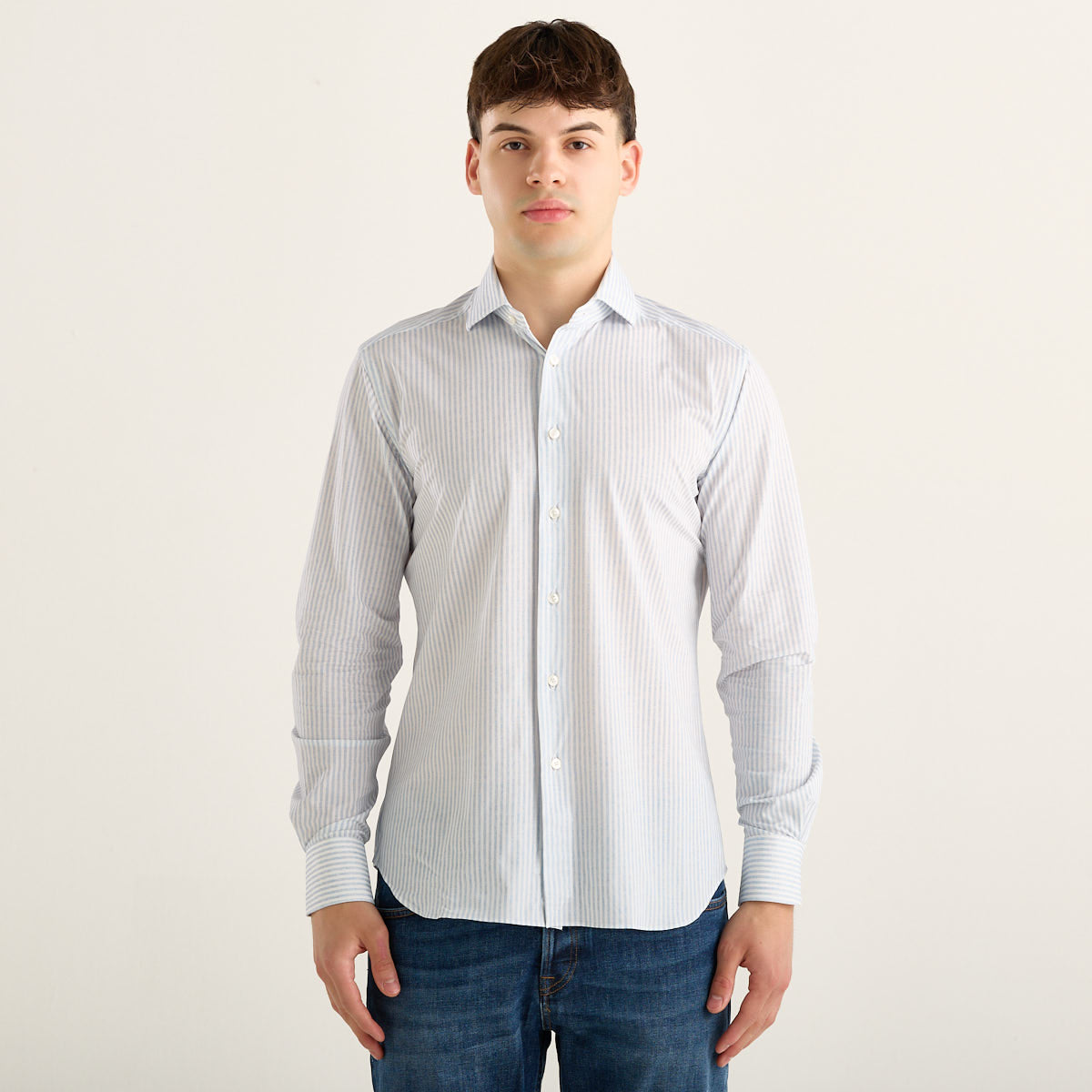 Xacus camicia active a righe bianca e azzurra