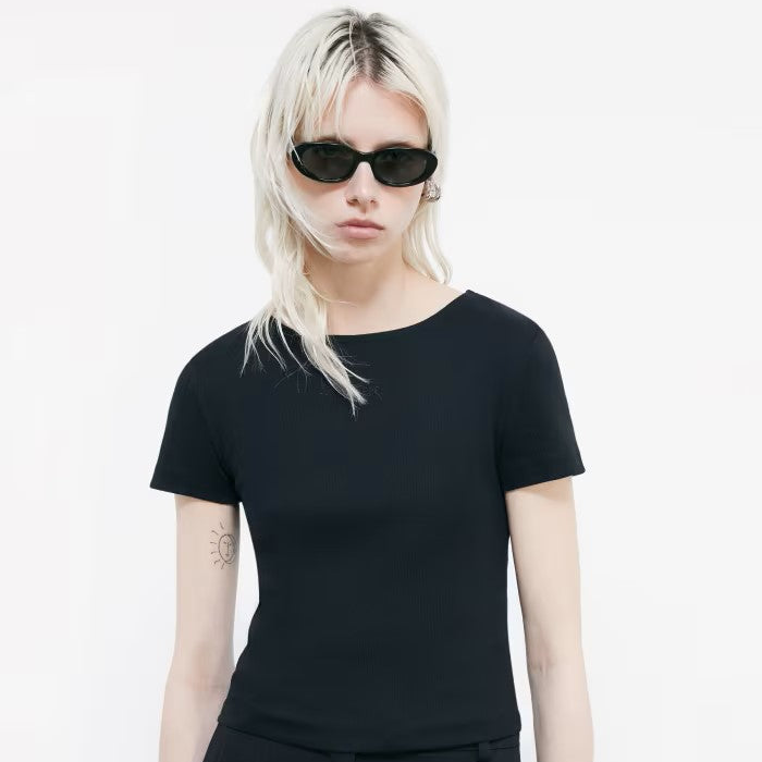 Patrizia Pepe t-shirt in costina nera