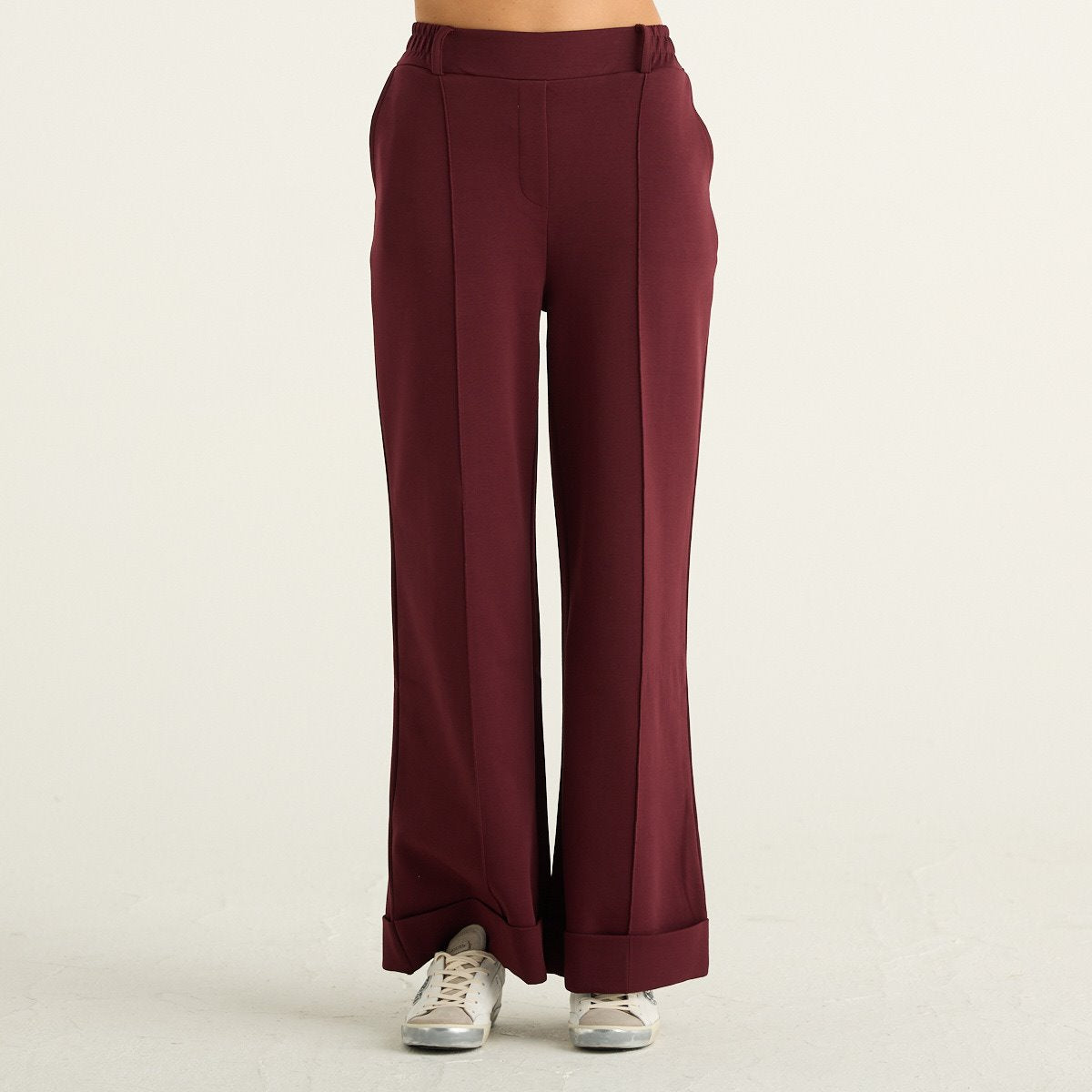 OWN Off With Nature Pantaloni Donna Bordeaux a Gamba Larga in Interlock LKT212-406